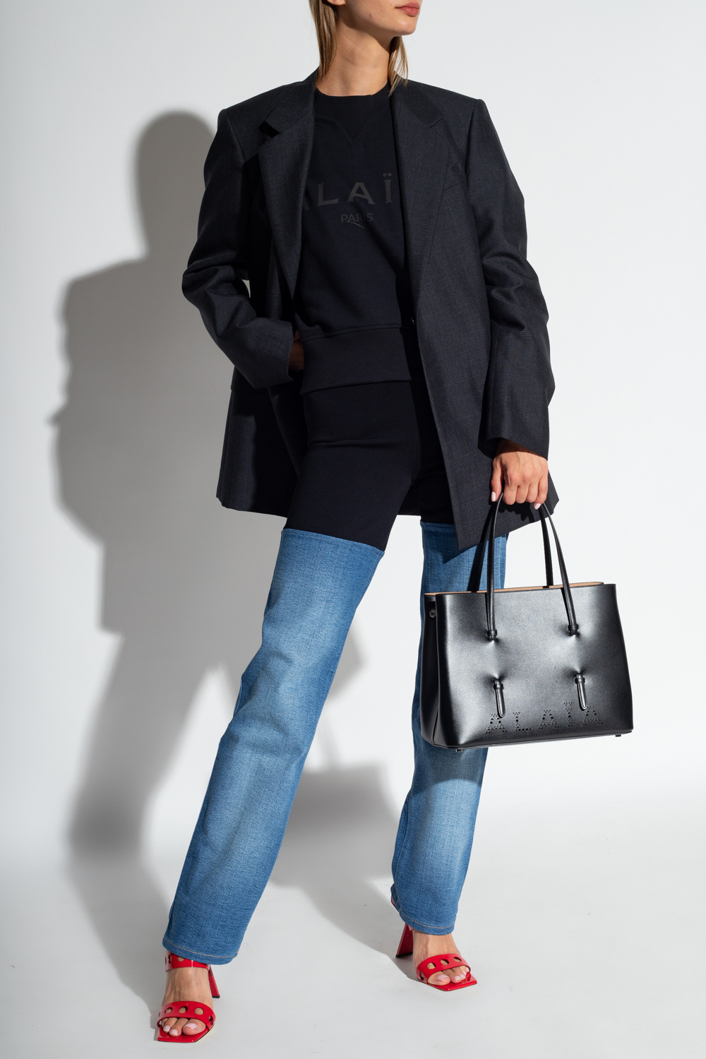 Sweatshirt with logo Alaïa - studded logo-print hoodie dress